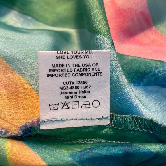 Show Me Your Mumu Jasmine Halter Mini Dress Burst Luxe Satin M - Picture 7 of 9